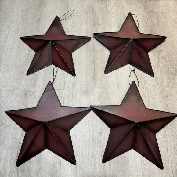 Metal Star Hanging Wall Decor with Pockets, Barn Style, Rustic 10”x11” - 4 qty - Picture 1 of 6